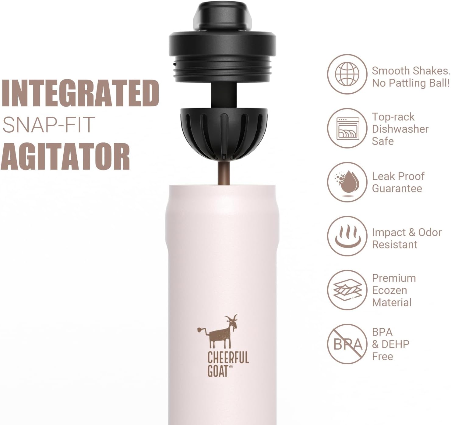 CHEERFUL GOAT Insulated Water Bottle with Straw, 25.5oz Ceramic Lined Stainless Steel Coffee Thermos, Leak-Proof Lid, Dishwasher Safe for Gym, Hiking, Camping,Sports Travel Bottle(Coffee)
