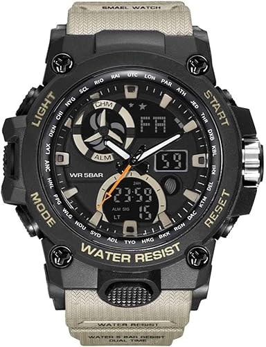 Reloj analógico de cuarzo para hombre con doble pantalla y alarma digital con iluminación LED