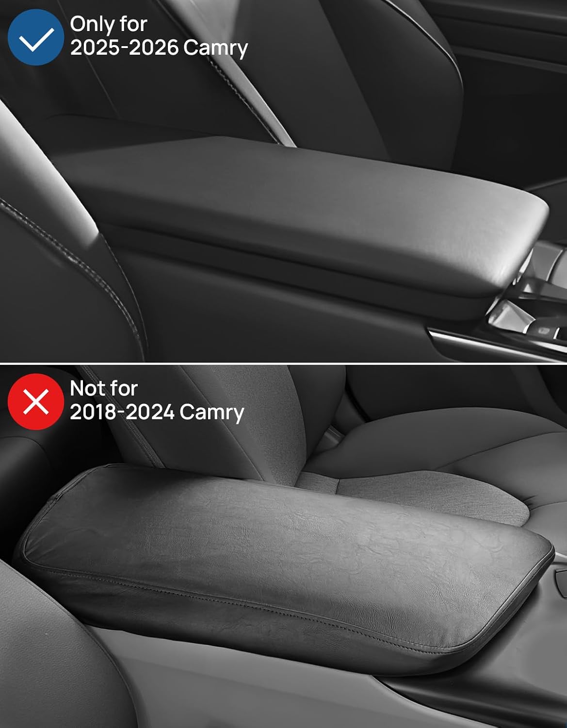 JOYTUTUS Center Console Cover Compatible with 2025-2026 Camry Armrest, PU Leather Middle Console Arm Rest Cover