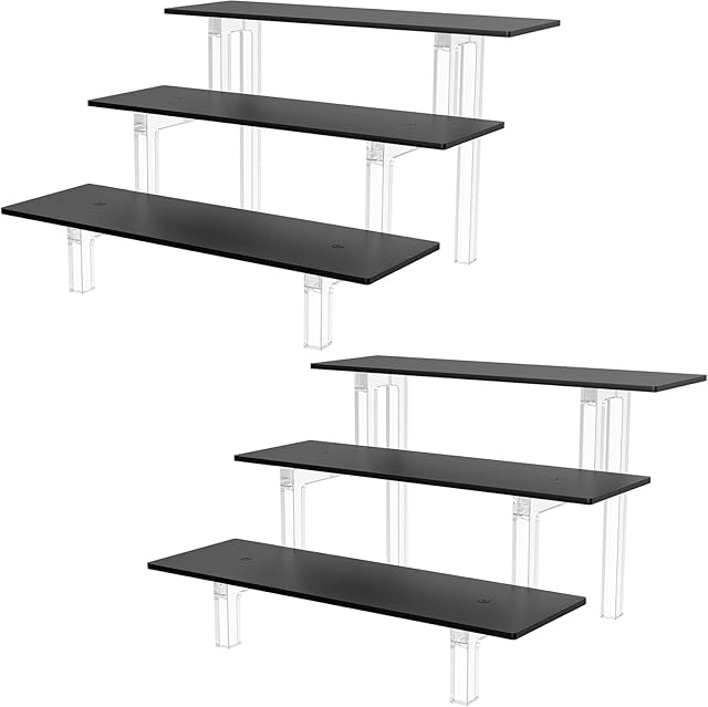 Perfume Stand Organizer, 2 Pack Acrylic Display Stands , 3 Tier Riser Display Shelf Amiibo Funko POP Figures Stand, Cupcakes Stand Makeup Holder Cosmetic Display Stands Spice Rack for Countertops