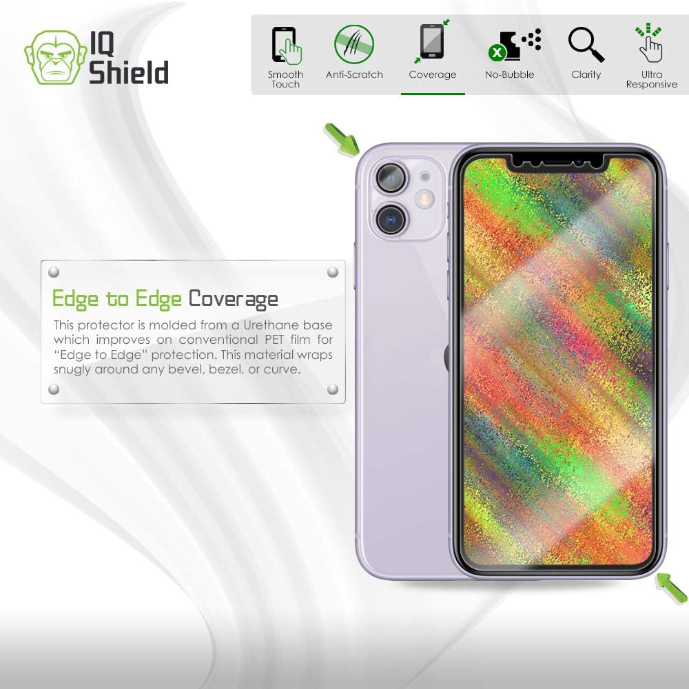 IQShield Screen Protector Compatible with Apple iPhone 11 (6.1 inch)(2-Pack)(Case Friendly + Camera Lens) LiquidSkin Anti-Bubble Clear Film