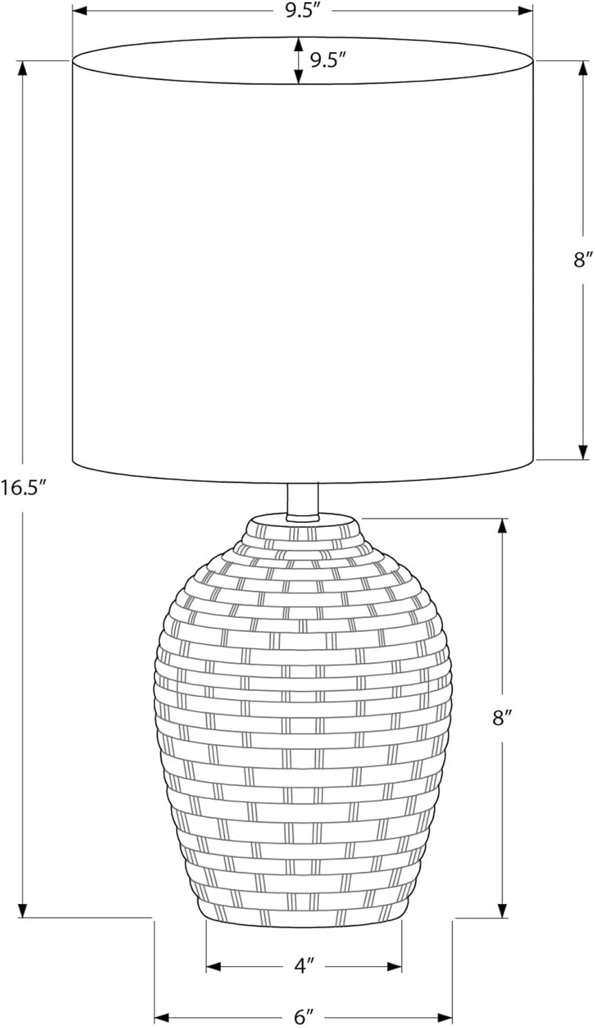 Monarch Specialties I 9788 Lighting, 17" H, Table Lamp, Grey Ceramic, Ivory/Cream Shade, Contemporary, Modern