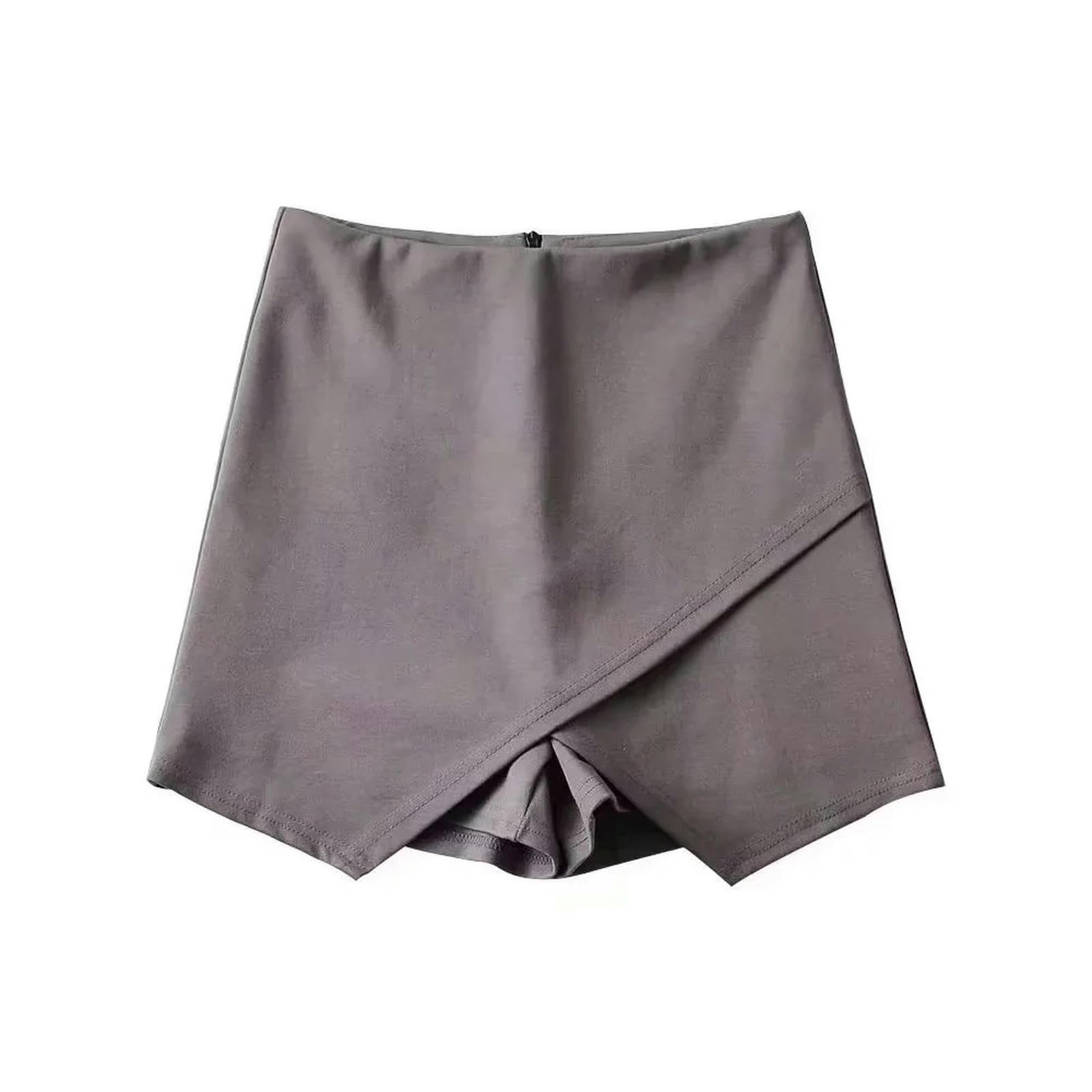 Jupe short de sport fente style INS gris taille haute pour fitness et tennis