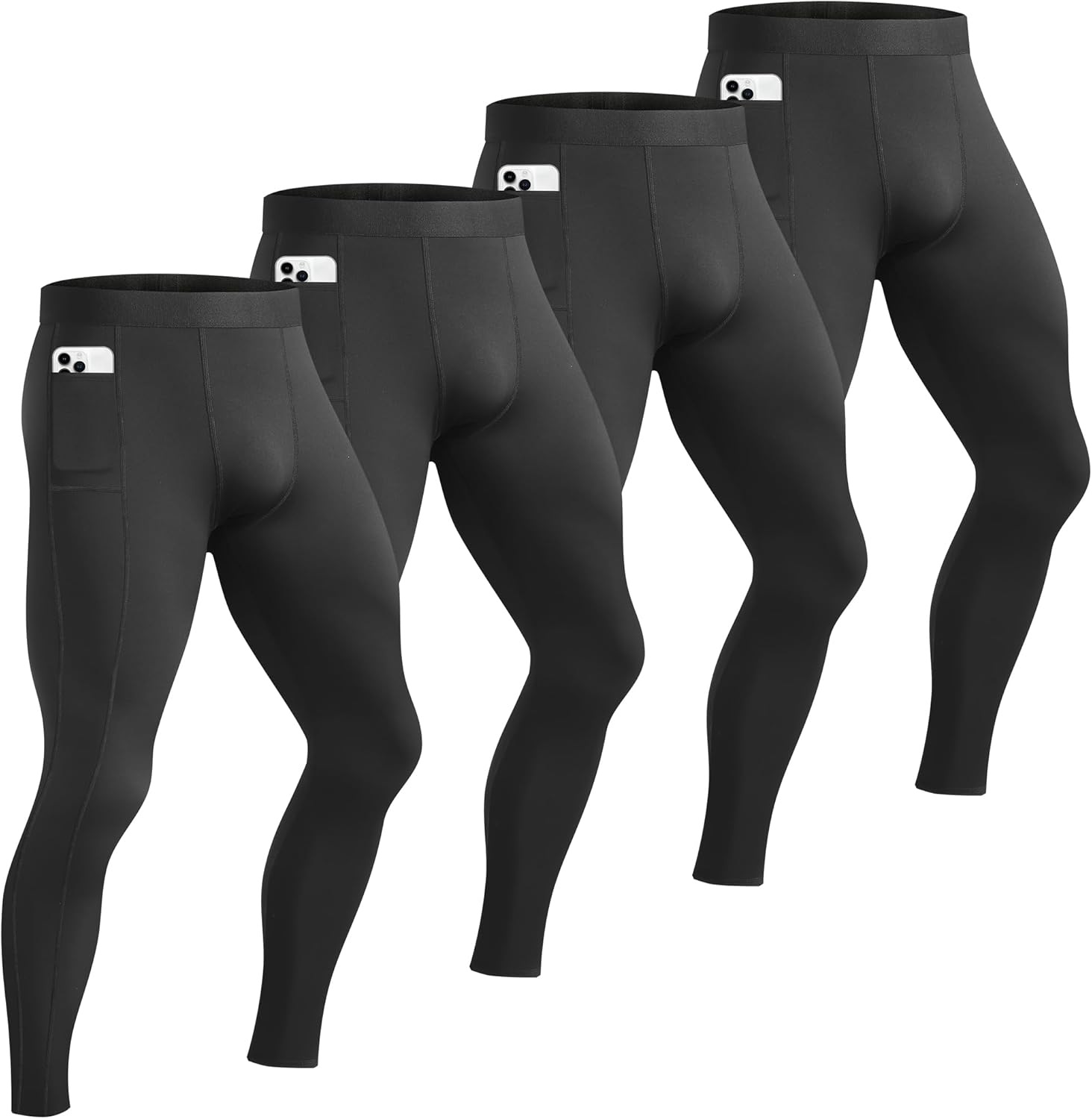 Mens Compression Pants Pocket Athletic Sports Performance Base Layer Wortout Running Tights Gym Spandex Leggings