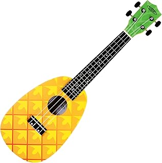 Classic Cantabile UC-240A ANA 24" Konzert-Ukulele Pineapple - 18 Bünde - Mensur: 38 cm (15") - Nylon Saiten - Ananas-Design mit Kunstdruck auf Decke und grüner Kopfplatte - Inklusive Gigbag - Gelb