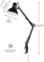 Vista 7 de Globe Electric 56963 Lámpara de escritorio de 31.5" con múltiples articulaciones y abrazadera de metal, negra, interruptor giratorio de encendido