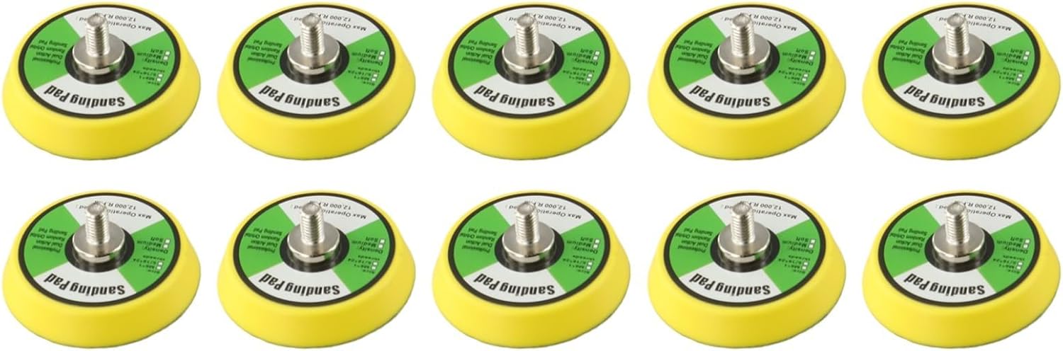 2-Inch (50mm) Air Sander Backing Pads with M6 Thread — 10-Pack for Mini Air Sanders, Compatible with -On Sandpaper, High-RPM Polishing & Grinding for