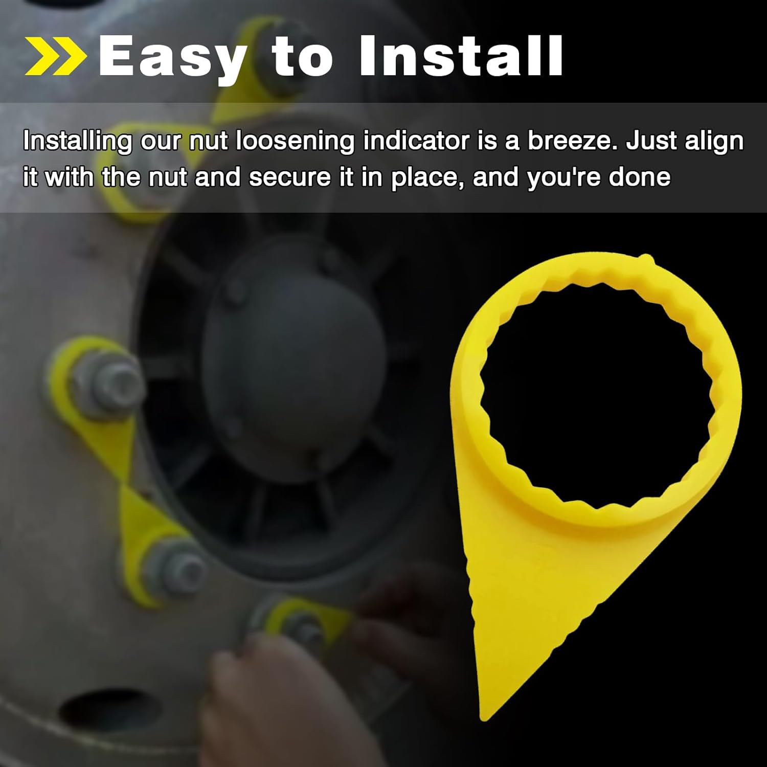 100PCS Wheel Nut Loose Warning Indicator Fit for 33MM Nuts, 22mm Studs, High Visibility Yellow (Pack of 100)