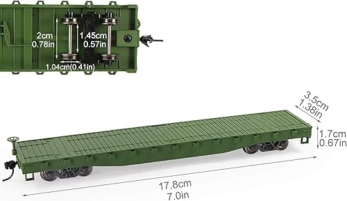 Miniatura 30 de C8741 2pcs HO Scale 1:87 52' Transportador plano de coche plano 52 pies Modelo Tren Contenedor de transporte de carga Coche (amarillo)