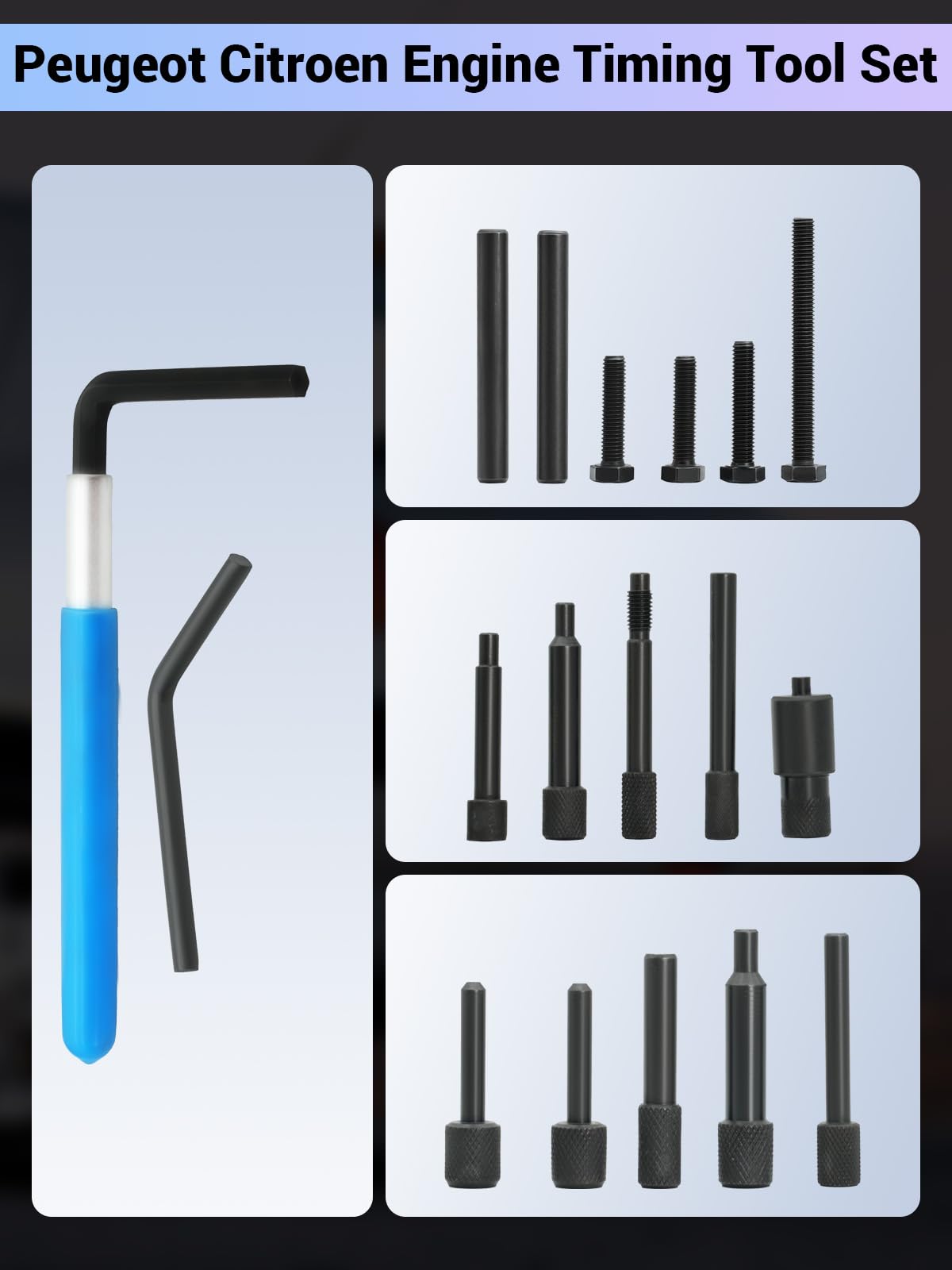 Kit D'outils de Réglage Moteur, Kit D'outils pour Courroie de Distribution, Compatible ave Citroën, Peugeot, PSA Diesel et Essence Dual TDI HDI PSA