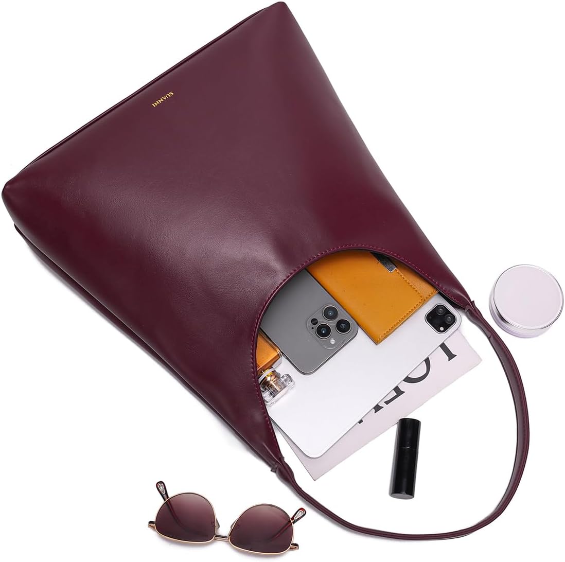 Vegan Leather Hobo Bag for Women, Medium Summer Purse, Slouchy Shoulder Tote Bags, Work Everyday Handbags with Zipper - Image 7