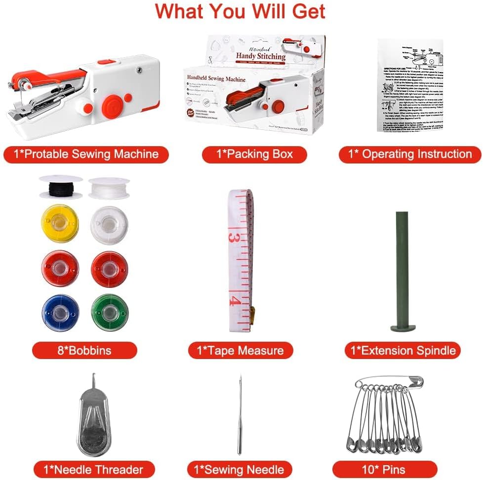 Handheld Sewing Machine, Mini Portable Electric Quick Sew Sewing Machine For Beginners Adults, Easy To Use Suitable for Sewing Fabrics, Clothes, Cutains, Family Travel, DIY - Image 7