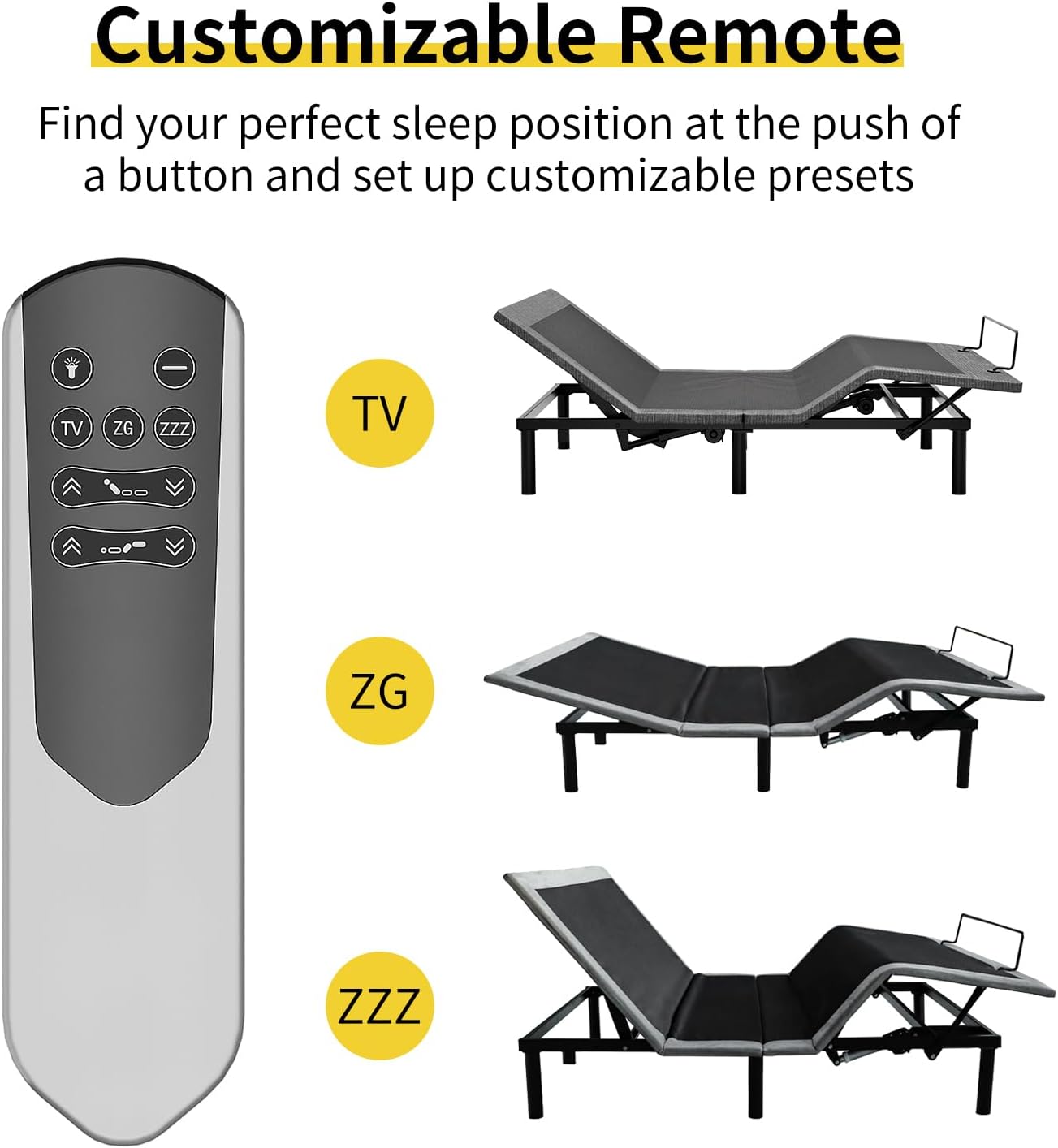 MULIN Queen Size Smart Bed Frame, Home Furnishing Adjustable Base with Independent Head Foot Raise, Preset Positions, 2 USB Chargers, Under-Bed Storage