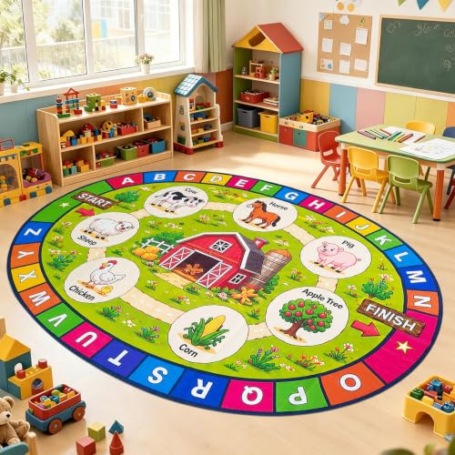 USTIDE Large Oval ABC Alphabet Rug for Kids Learning Classroom Rug 6x9ft