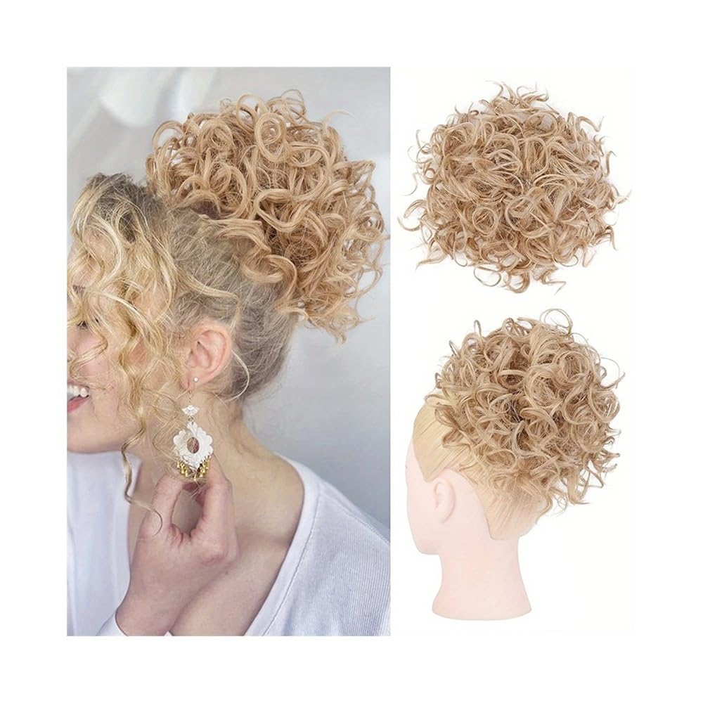 Hair Bun Synthetic Messy Hair Bun Hairpiece Elastic Drawstring Curly Wave Scrunchies Ponytail Extension Scrunchies(18-22)