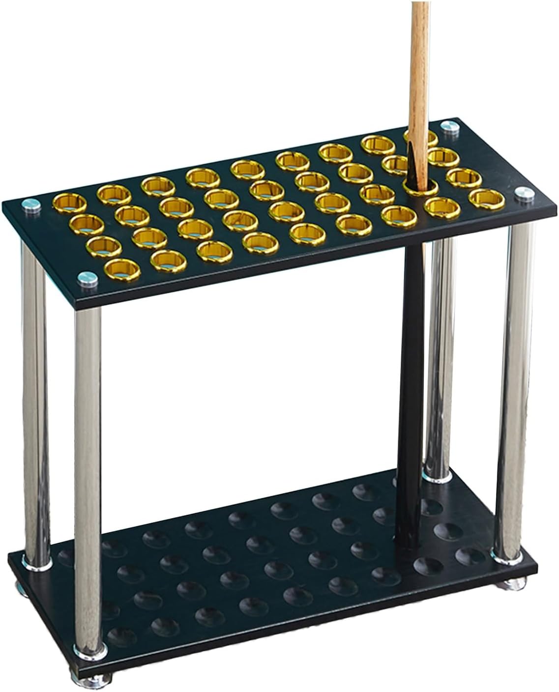 Free Standing Billiard Cue Rack Stand for 36 Cues, Pool Cue Holder & Fishing Rod Storage, Game Room Organizer, Black Billiards Accessories for Clubs & Home