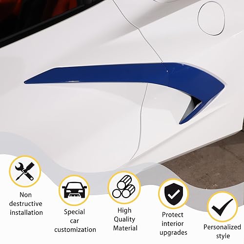 Vista 42 de CHEAYAR Cubierta exterior de salida de aire lateral compatible con Chevrolet Corvette C8 2020-2023, accesorios de ventilación lateral de la Rojo