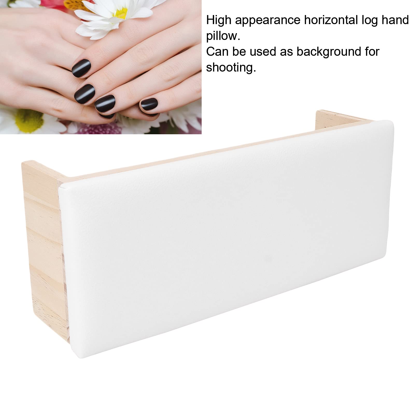 Support de Coussin de Manucure, Coussin de Repose-ongles en Cuir PU, Support de Poignet, Support de Repose-poignet, Support de Coussin pour Nail Art avec Pied en Rondin pour (White)