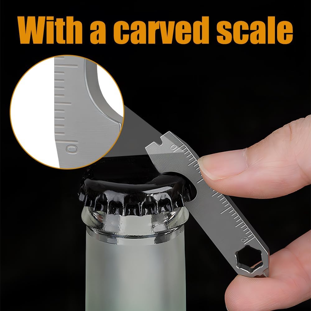 Mini Pry Bar, TC4 Titanium Pocket Pry Tools with Bottle Opener & Portable Hanging Hole for Outdoor Camping Hunting Jungle Adventure