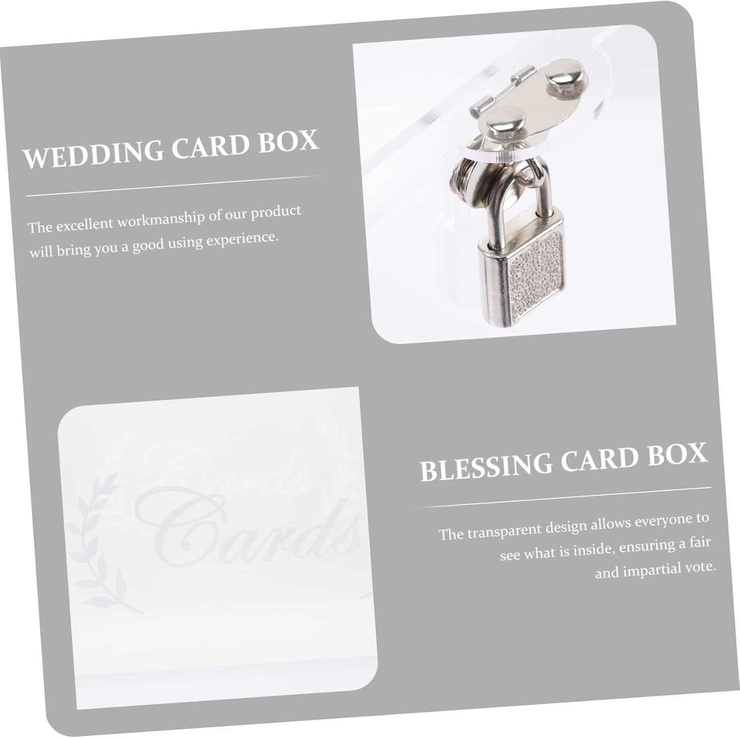 Homoyoyo Wedding Card Box Acrylic Storage for Cards Donations and Messages for Weddings Graduations and Anniversaries Reception Table