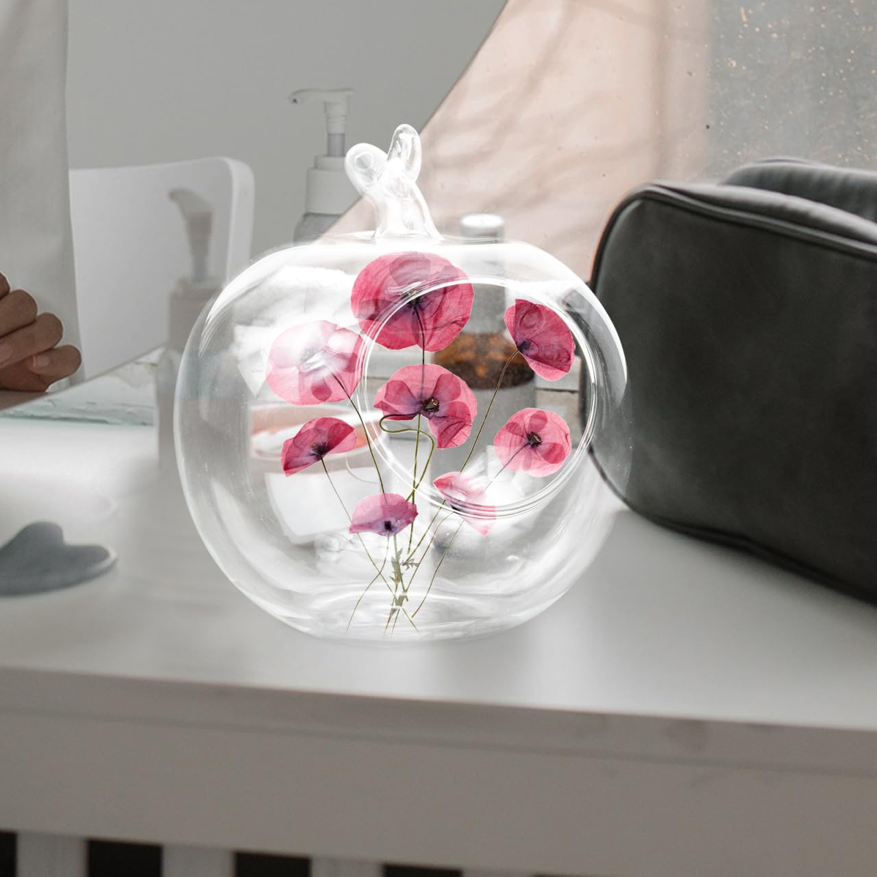 Yardwe Vase en Verre en Forme De Pomme 4.72X3.94 Pouces Récipient Hydroponique Écologique Décoratif pour Plantes Micro Paysage Maison Bureau Jardin