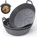 3Pack Silicone Air Fryer Liners 4-5.3QT, Ninja AF101C AF100C & AF161 Linge de silicone, réutilisable Air Fryer Accessoires Linges de qualité alimentaire, Compatible avec Ninja, COSORI, Tefal, Ours, Chef