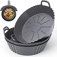 Vista 9 de Forros redondos de silicona para freidora de aire, paquete de 3, forros de silicona Ninja AF101 y AF161 para 4-5.3 cuartos de galón, accesorios