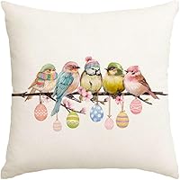 Vista 21 de RABUSOFA Fundas de almohada de Navidad de 20 x 20 pulgadas, decoración de invierno de pájaros, fundas de almohada de Navidad, decoración de pájaros