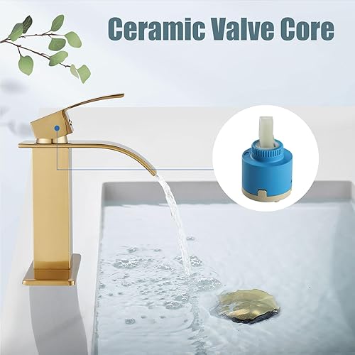 Miniatura 8 de Aolemi Grifo de baño de una sola manija, 1 agujero, montaje en cubierta, lavabo para lavabo de lavabo RV con placa de cubierta y montaje de drenaje