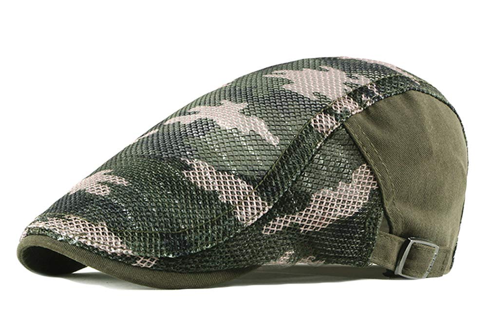 Men's Camouflage Mesh Summer Newsboy Cap Cabbie Hat Ivy Flat Cap