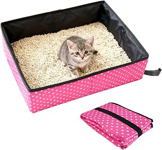 Reise Katzenklo 40 x 30 x 13 cm, Faltbare Katzentoilette, Wiederverwendbar und Wasserdicht Katzenklo Ohne Deckel, Leichte und Einfache Reinigung, Tragbare Katzentoilette für Zuhause Camping Reisen