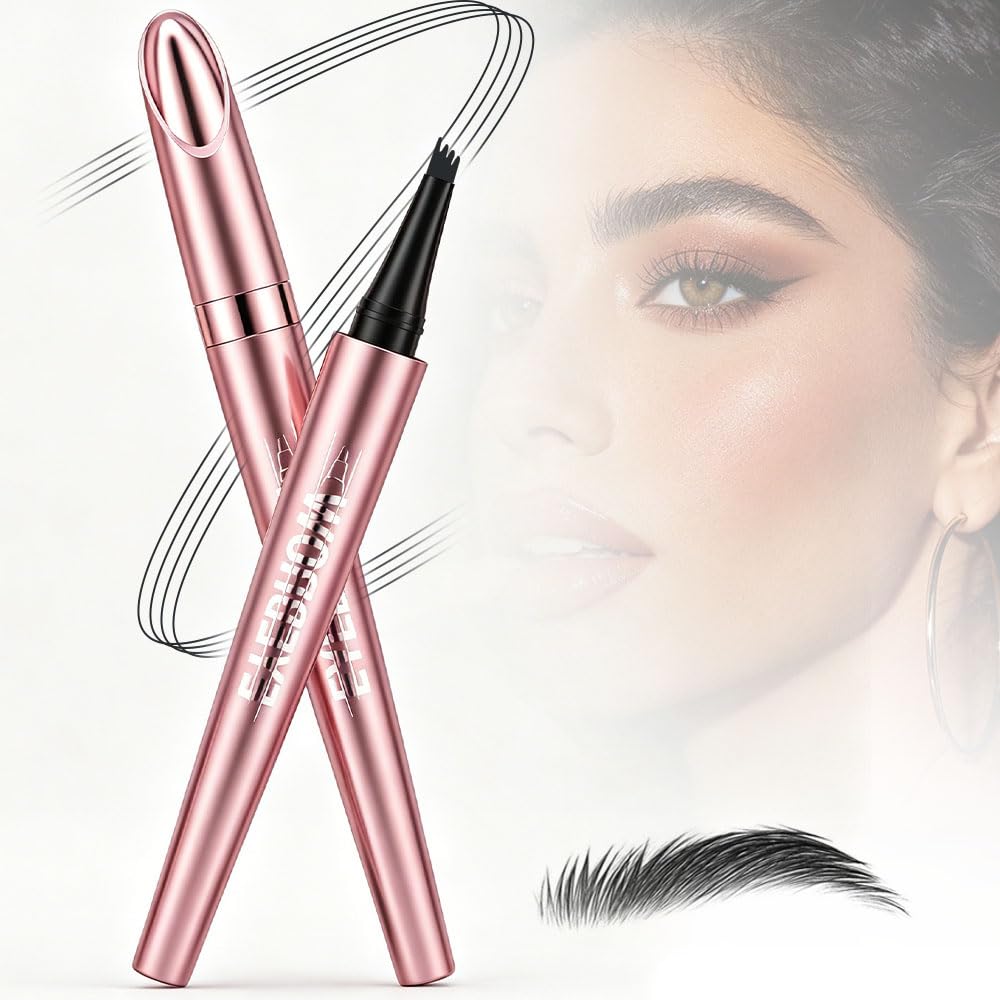 Magic Eyebrow Pencil, 4 Head Split Waterproof Long lasting Wild Eyebrow Pencil, Waterproof Microblading Eyebrow Pen, Brows Eyebrow Pen for Natural Fine Stroke (Brown)