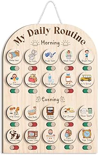 Wooden Daily Routine Chart 11x15", to Do Chart for Kids, Wooden Chore Chart for Kids, Routine Chart for Toddlers, Morning Bedtime Routine Chart for Toddlers