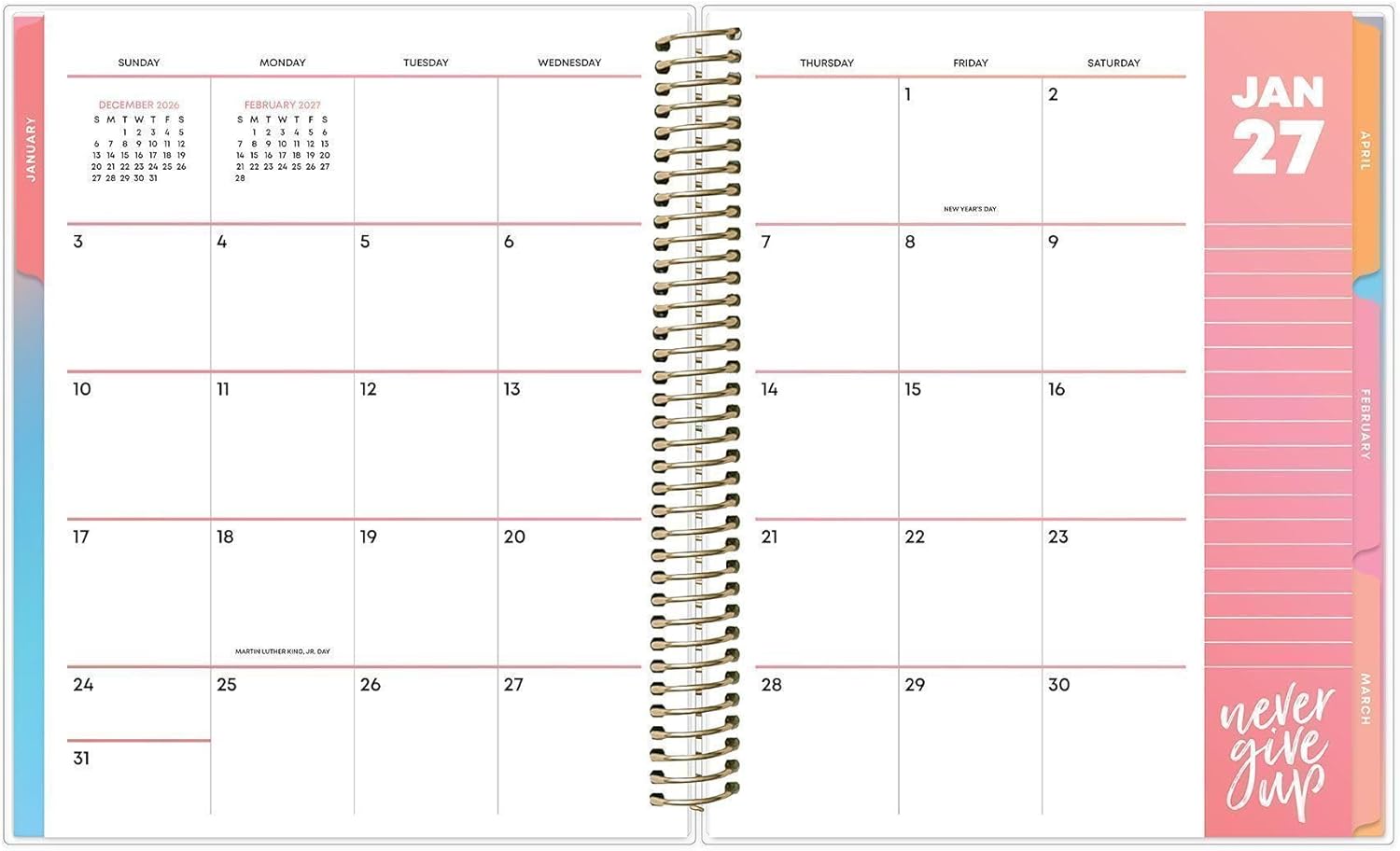 Blue Sky Livewell 2027 Daily and Monthly Planner Calendar, January 2027 - December 2027, 7" x 9", Flexible Cover, Durable Twin Wire Binding, Colorful Pages, Storage Pocket, Includes Stickers, Navy