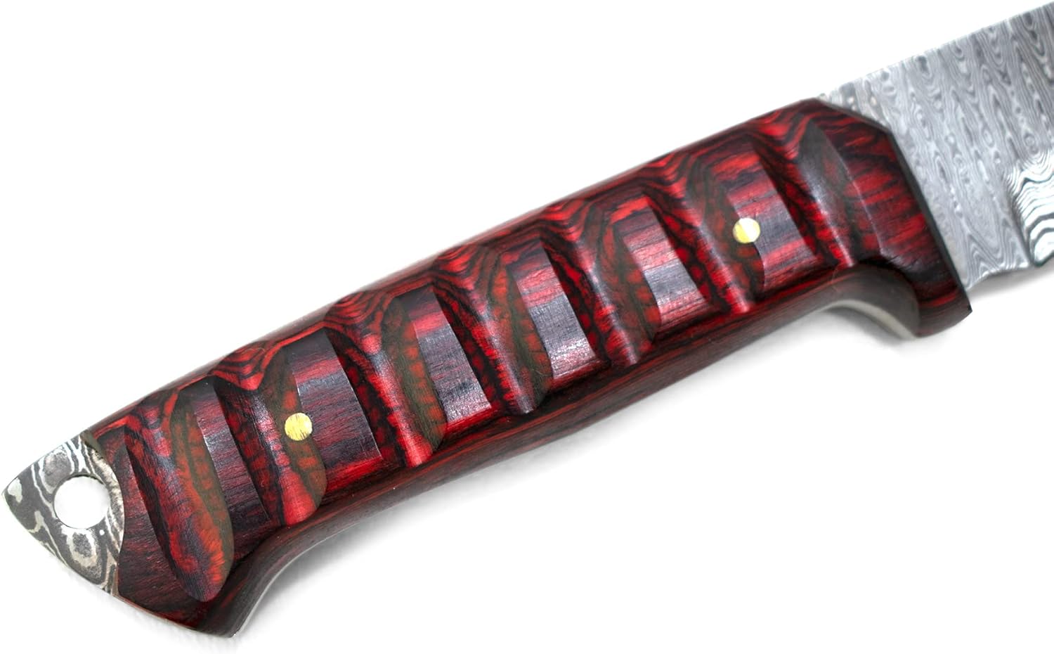 Titan International Knives Diver High & Low Carbon Damascus Steel Hunting Gear Survival Tanto Point EDC Tactical Blade Cherry Wood Handle with Leather Sheath Perfect for Camping Fishing (TD-275)