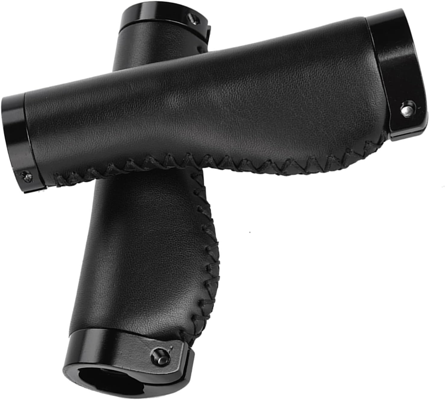 Lockable Bike Handlebar Grips for Mountain and Folding Bikes, PU Leather Cycling Handle Grips (Black)