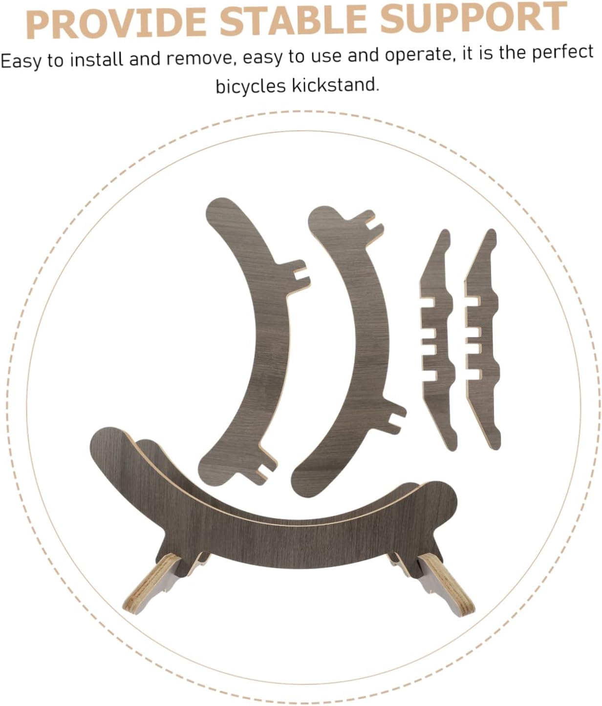 Bike Kickstand Durable Wooden Side Bracket for Bike Stand Rear Bike Holder