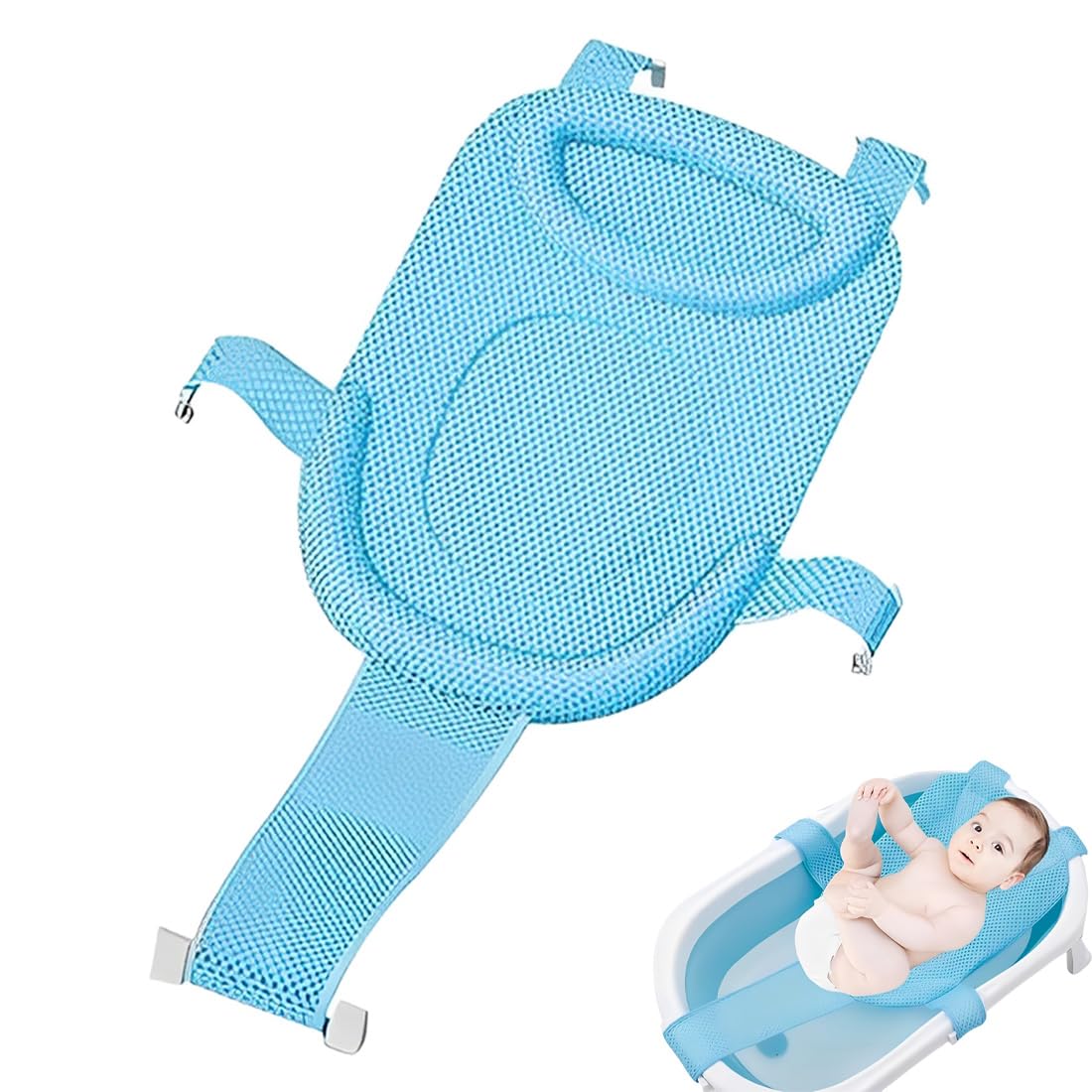 Alfombrilla de Baño para Bebés, Asiento para Bañera Recién Nacido, Red de Baño, Antideslizante Malla Suave y de Secado Rápido, Fácil de Colocar