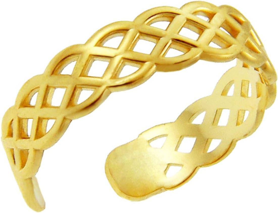 10k Yellow Gold Celtic Knot Band Adjustable Mid Knuckle Ring