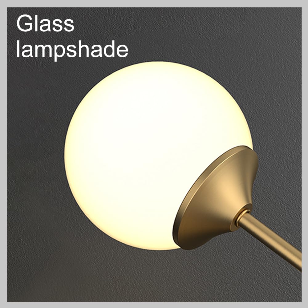 Applique da Parete per Bagno Interno, Lampada da Parete in Vetro Industriale Vintage in Ottone, Illuminazione da Parete cablata con Paralume in Vetro a Globo Bianco Latte per Comodino da Camera d