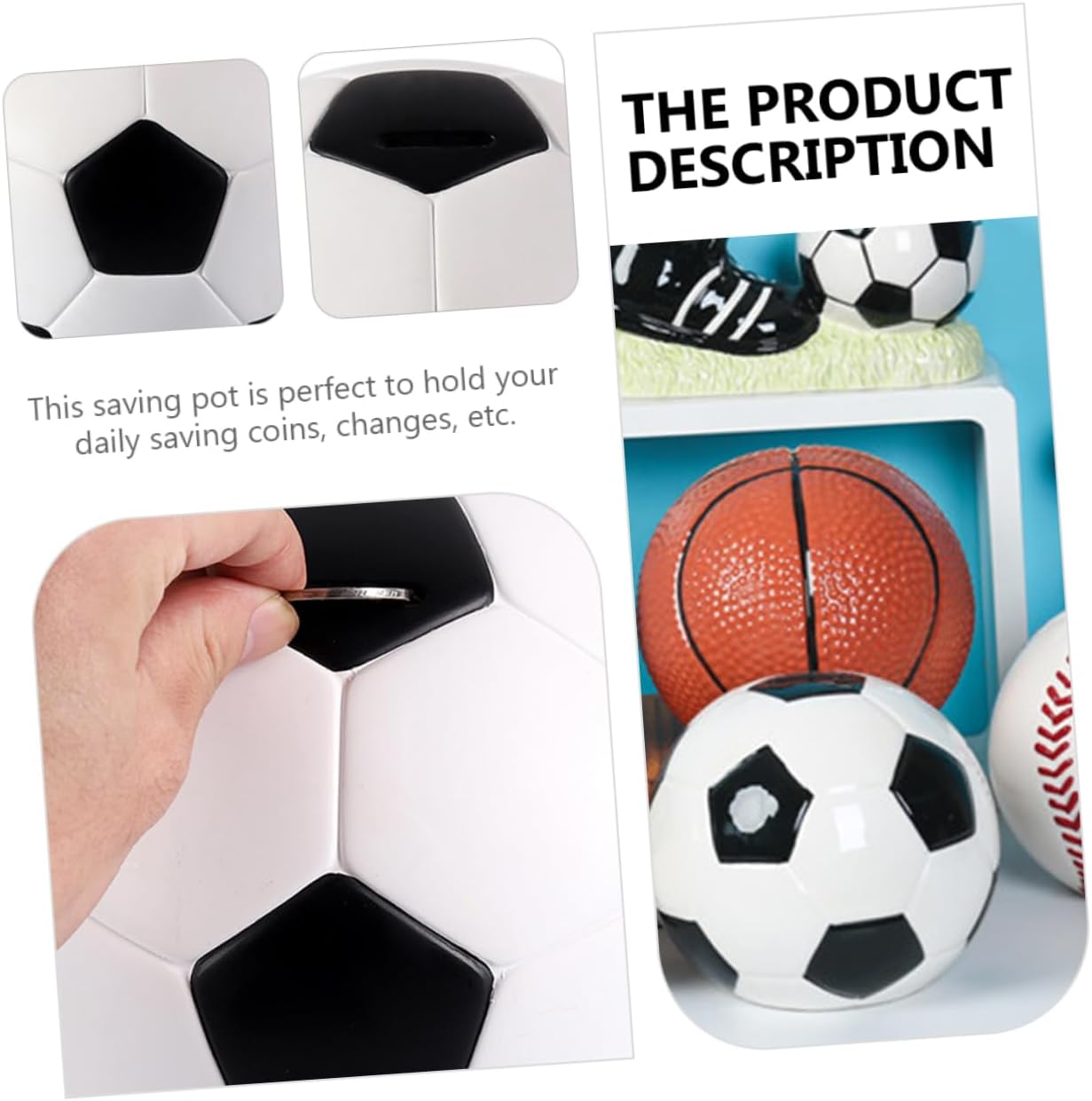 Creative Soccer Shaped Piggy Bank for Boy Girl Fun Home Saving Pot for Boys and Girls Decor Great Educational Money Bank Birthdays and Christmas