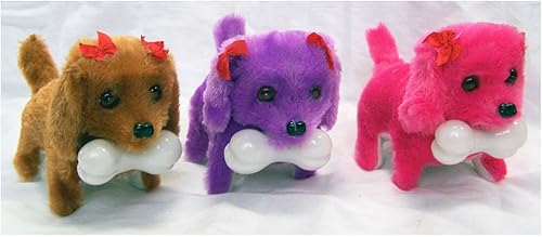 Perro de juguete con pilas para caminar y ladrar, con luz de huesos y ojos