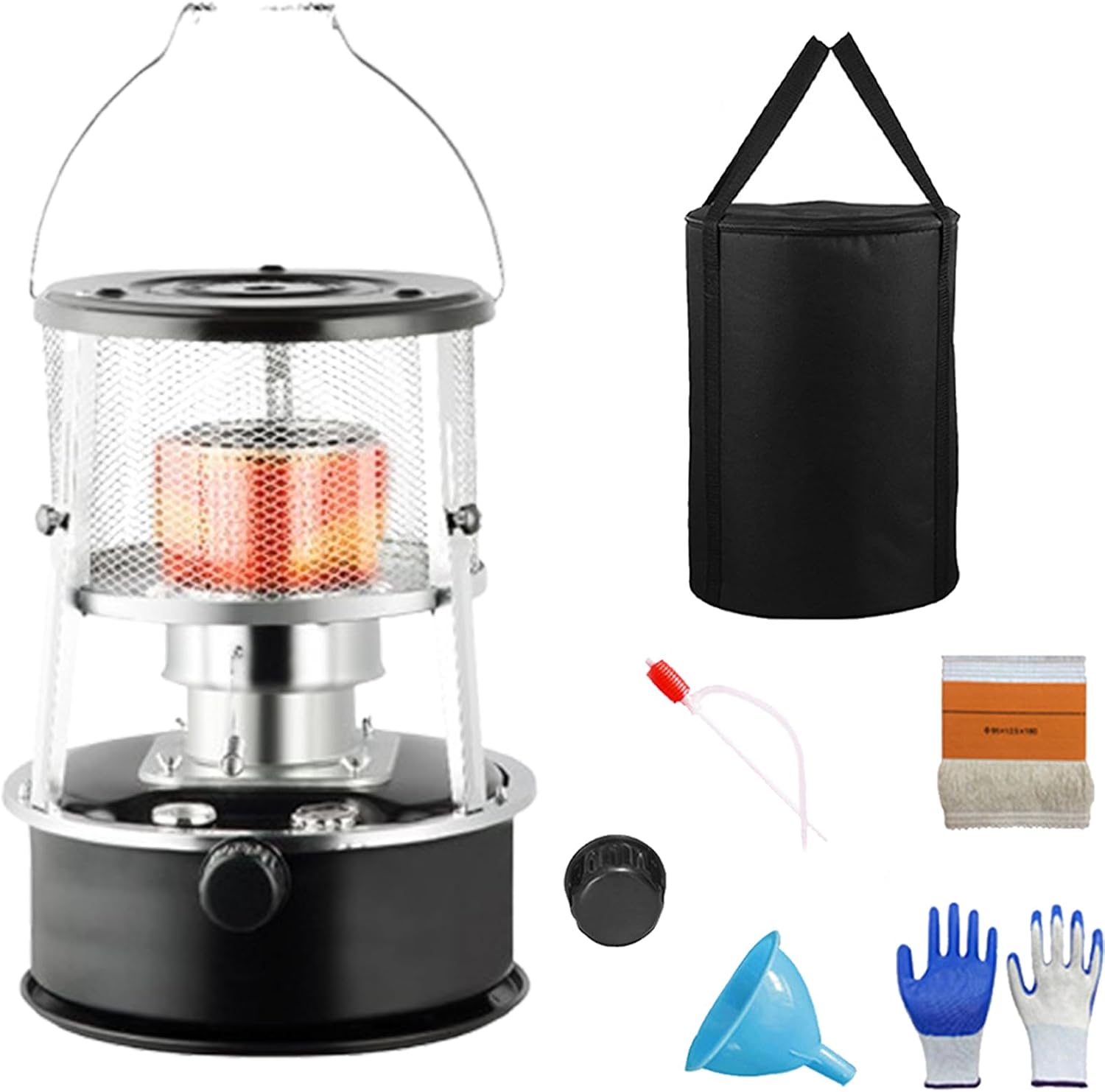 Small Indoor Kerosene Heaters for Indoor Use, 9000 Btu Indoor Kerosene Heater, Non Electric Heaters, For Home, Garage, Camping, Emergency Heat(No kerosene) (Black-Lift-up model)