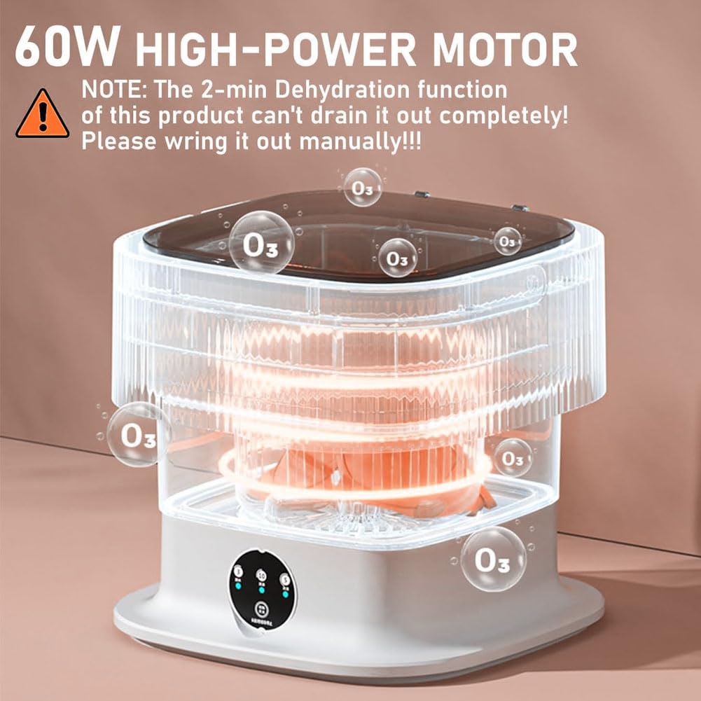 Mini Machine à Laver 10l, Machine A Laver Pliable avec Essorage 3 Modes écran Tactile pour sous-vêtements Et Chaussettes pour Appartements Camping Et Voyages Khaki 40W