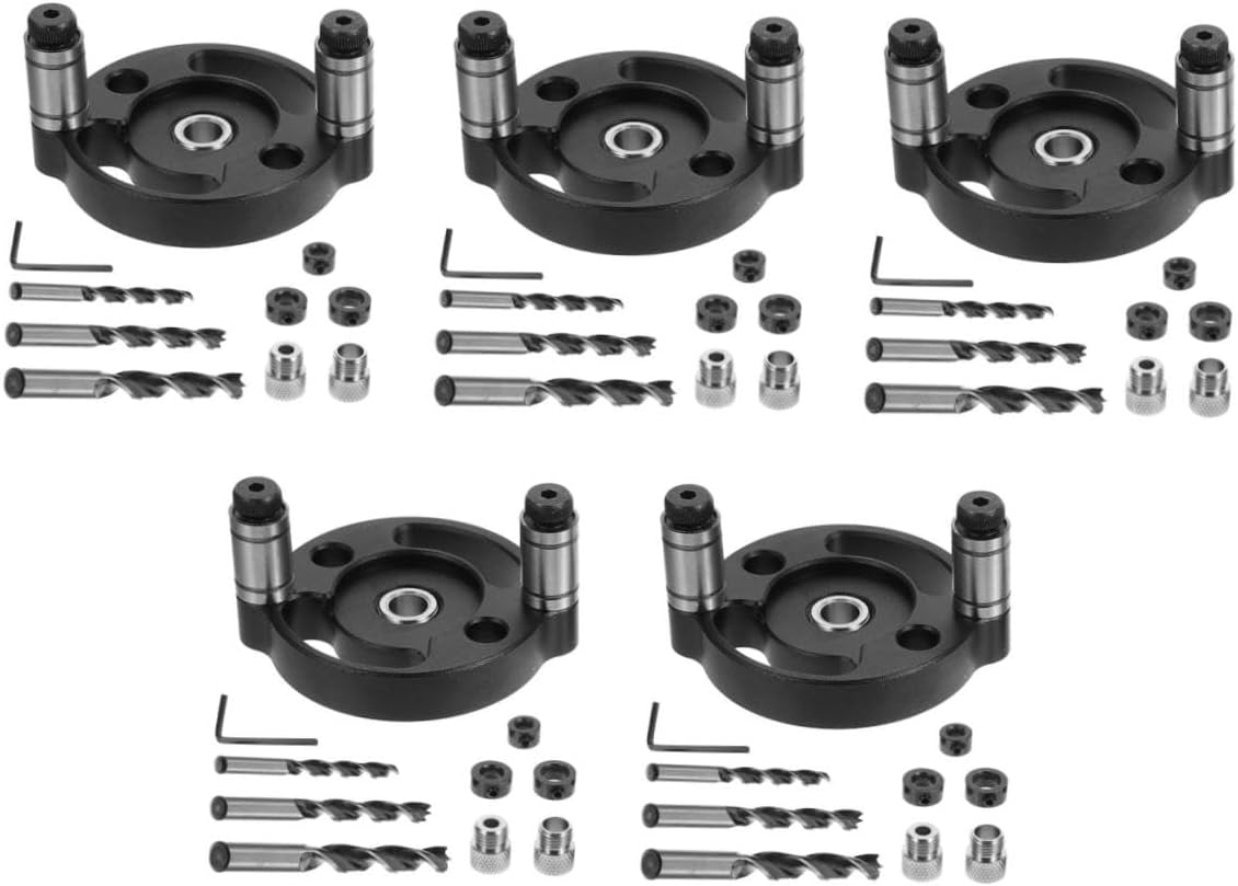 ARTIBETTER 5sets Vertical Self Centering Dowel Positioner Kit Aluminum Alloy for Woodworking Tools Durable Wear-resistant Quick Positioning for Efficient Carpentry