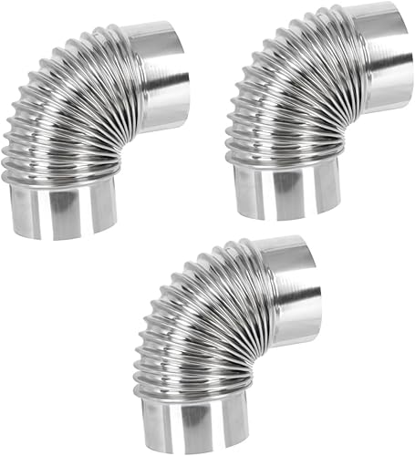 Estufa de 6 pulgadas, 3 piezas, escape de chimenea, estufa de leña, escape flexible de 90 grados, estufa de codo de chimenea de 6 pulgadas,