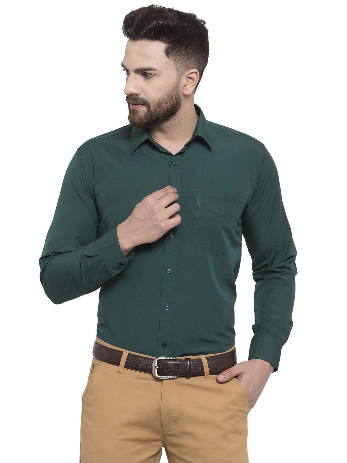 english navy Men’s Slim Fit Formal Shirt (12001Bottle-Green_Green_38)-picture-11