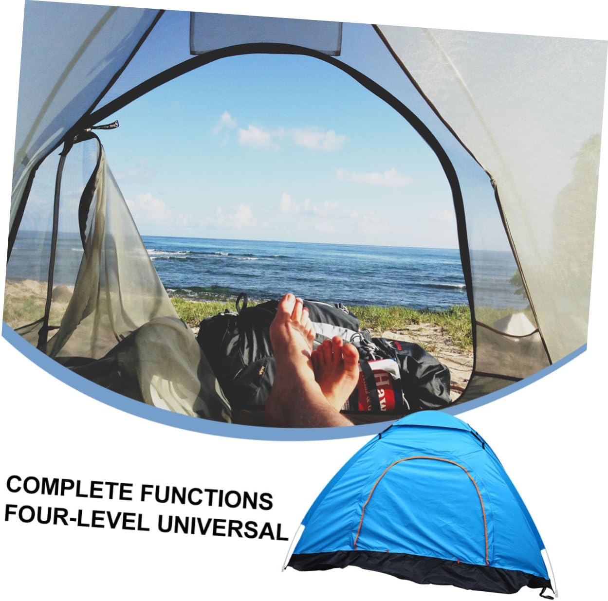 POPETPOP Simple Portable Rainproof Camping Tent for People Breathable Sun Shelter for Beach and Outdoor Activities Easy Setup Blue Tent