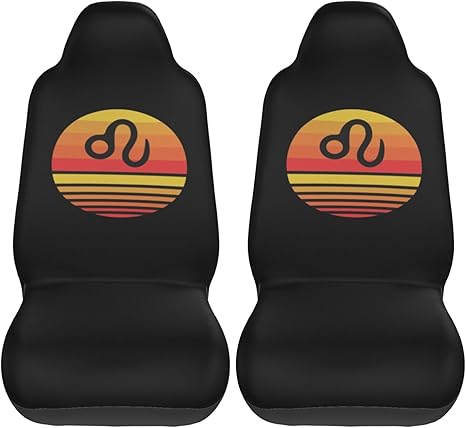 Zodiac Sign Leo Symbol Car Seat Covers 2 Front Seats,Breathable Durable Seat Covers for Cars,Universal Fit for SUV,Vans,sedans, Trucks, Automotive Interior Covers,Black