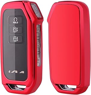 Soft TPU Protector Key Fob Cover Case fit for KIA EV6 K5 Sorento Keyless Entry Key Fob (Red)